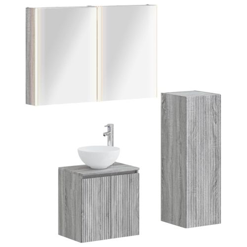Комплект мебели за баня 4 pcs Сив Сонома