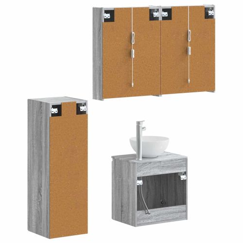 Комплект мебели за баня 4 pcs Сив Сонома