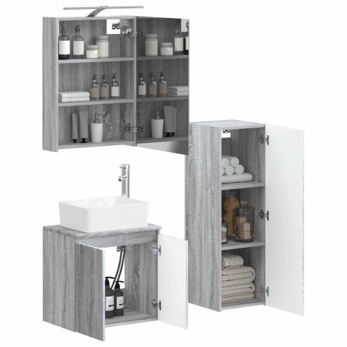 Комплект мебели за баня 4 pcs Сив Сонома