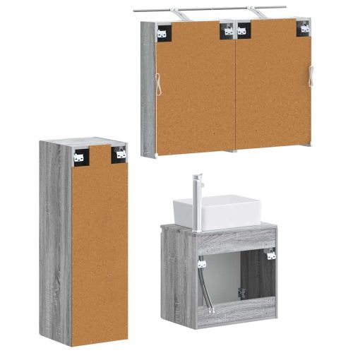 Комплект мебели за баня 4 pcs Сив Сонома