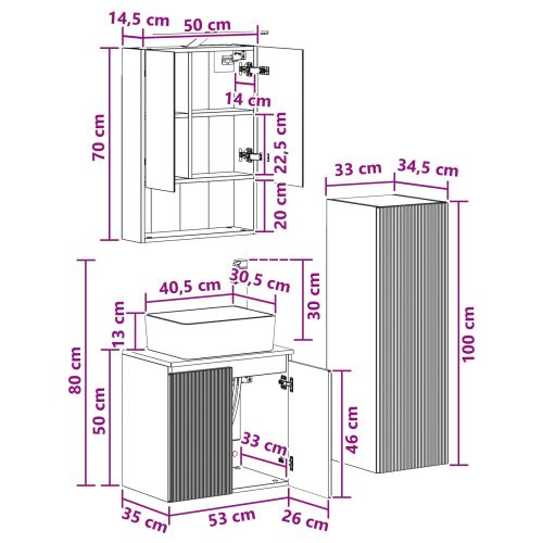 Комплект мебели за баня 4 pcs Бетонно сиво