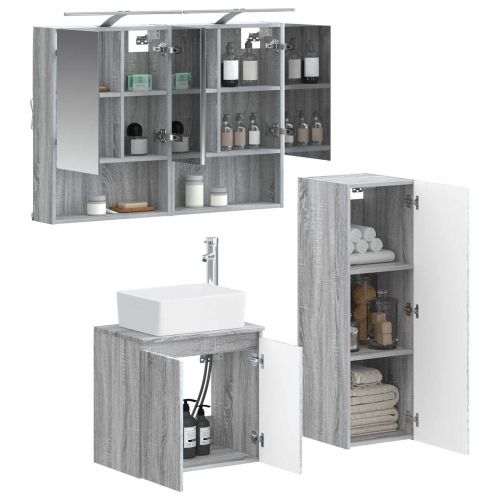 Комплект мебели за баня 4 pcs Сив Сонома