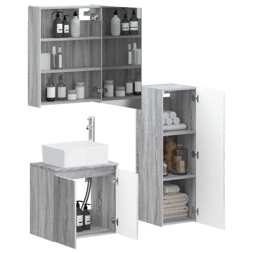 Комплект мебели за баня 4 pcs Сив Сонома