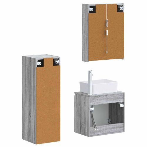 Комплект мебели за баня 4 pcs Сив Сонома