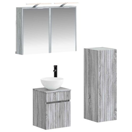 Комплект мебели за баня 4 pcs Сив Сонома