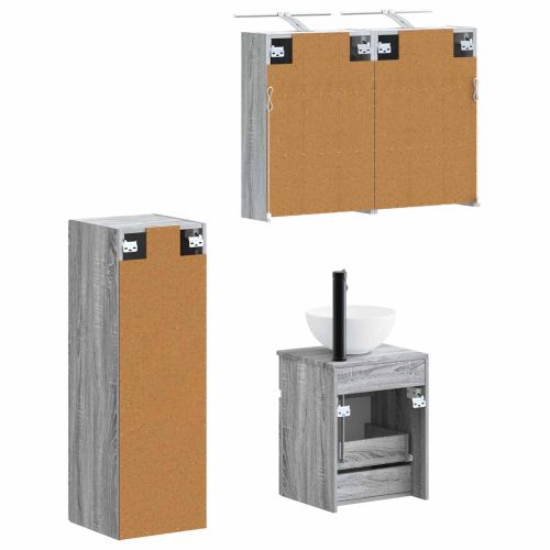 Комплект мебели за баня 4 pcs Сив Сонома