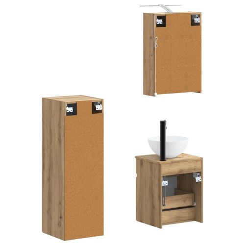 Комплект мебели за баня 4 pcs Дъб артизан