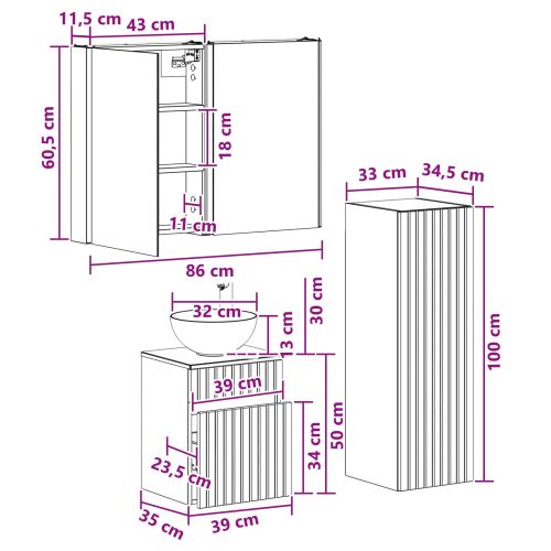 Комплект мебели за баня 4 pcs Дъб сонома