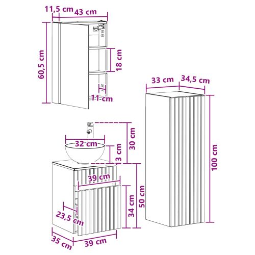 Комплект мебели за баня 4 pcs Бетонно сиво