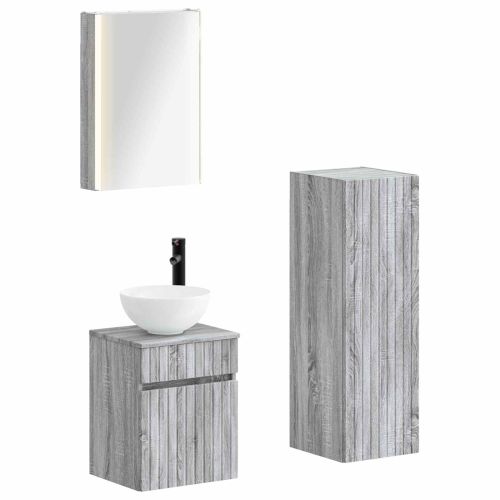 Комплект мебели за баня 4 pcs Сив Сонома