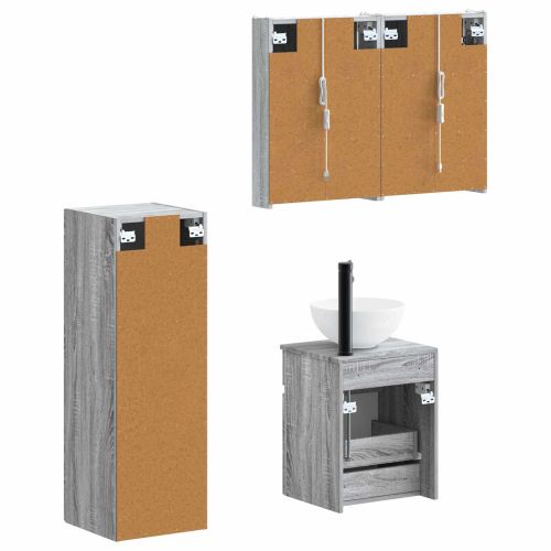 Комплект мебели за баня 4 pcs Сив Сонома