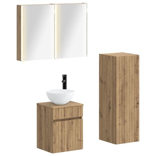 Комплект мебели за баня 4 pcs Дъб артизан