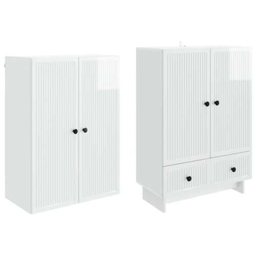 Комплект шкафове 2 pcs Бял гланц 66 х 34,5 х 95 см