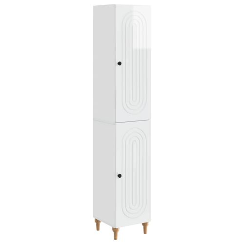 Комплект шкафове 2 pcs Бял гланц Инженерна дървесина