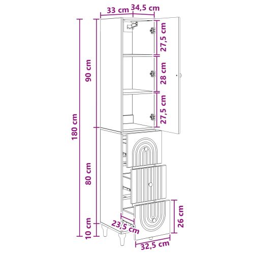 Комплект шкафове 2 pcs 33 x 34,5 x 90 см Инженерна дървесина