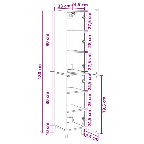 Комплект шкафове 2 pcs Старо дърво 33 x 34,5 x 90 см