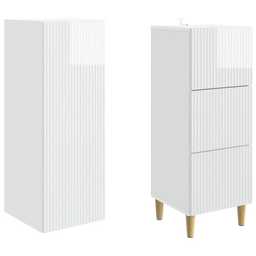 Комплект шкафове 2 pcs Бял гланц 33 x 34,5 x 90 см