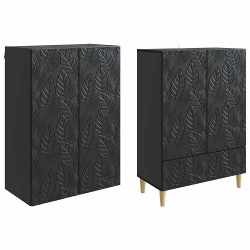 Комплект шкафове 2 pcs Черно Инженерна дървесина