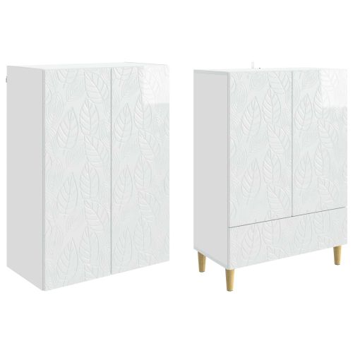 Комплект шкафове 2 pcs Бял гланц Инженерна дървесина