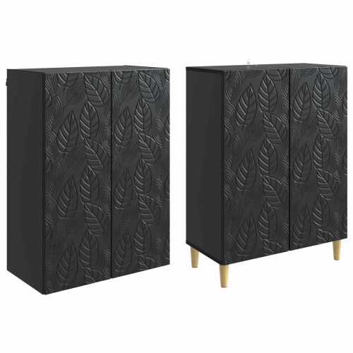 Комплект шкафове 2 pcs Черно Инженерна дървесина