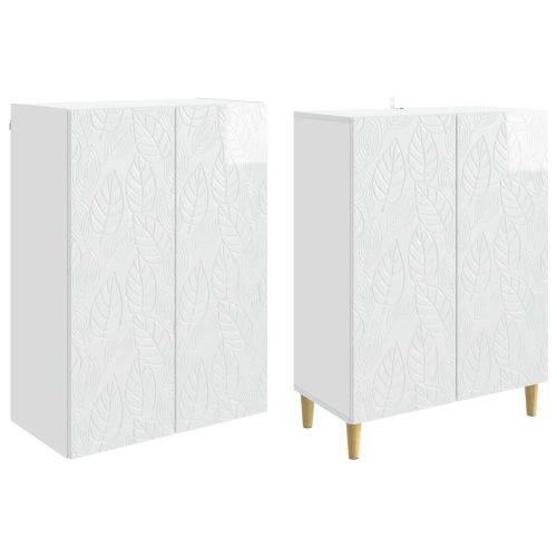 Комплект шкафове 2 pcs Бял гланц Инженерна дървесина