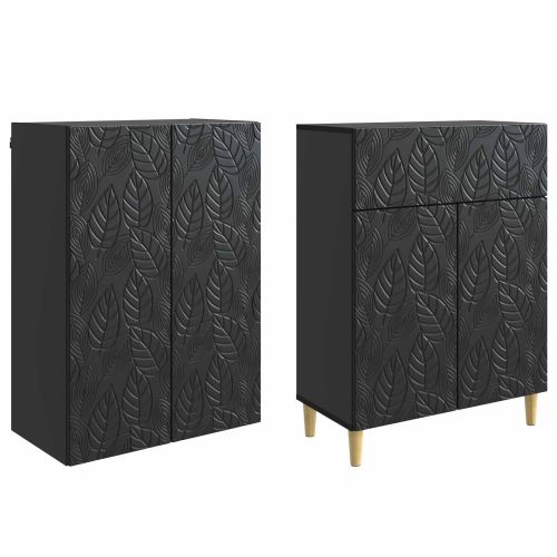 Комплект шкафове 2 pcs Черно Инженерна дървесина