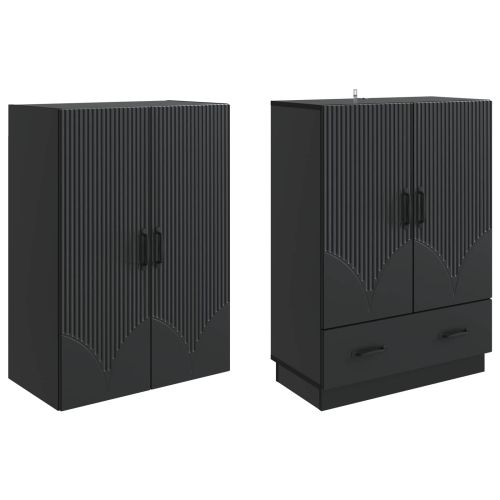 Комплект шкафове 2 pcs Черно Инженерна дървесина
