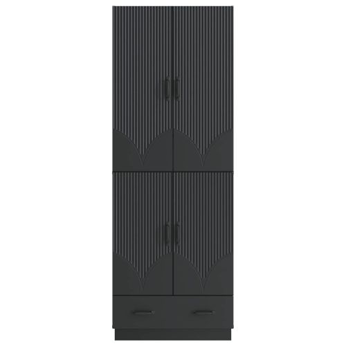 Комплект шкафове 2 pcs Черно Инженерна дървесина