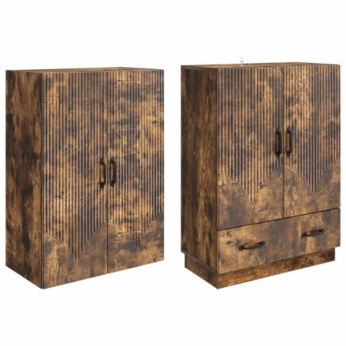 Комплект шкафове 2 pcs Опушен дъб Инженерна дървесина