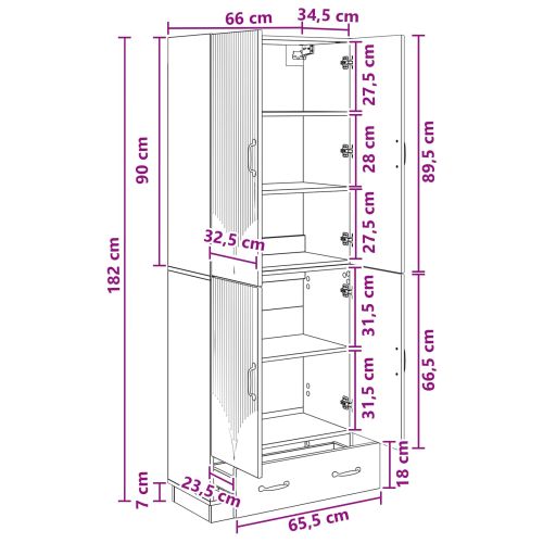 Комплект шкафове 2 pcs Опушен дъб Инженерна дървесина
