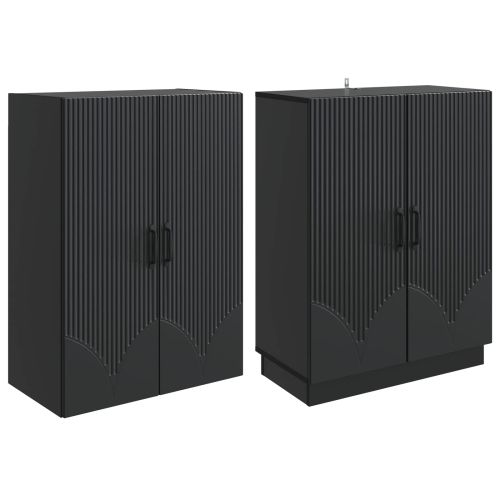 Комплект шкафове 2 pcs Черно Инженерна дървесина