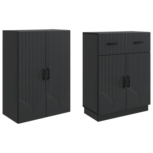 Комплект шкафове 2 pcs Черно Инженерна дървесина