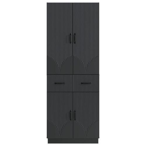 Комплект шкафове 2 pcs Черно Инженерна дървесина