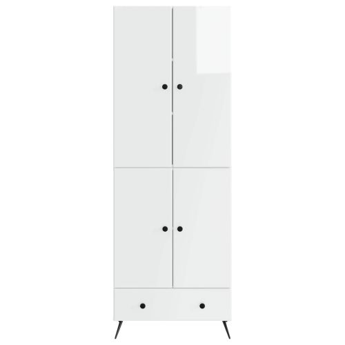Комплект шкафове 2 pcs Бял гланц Инженерна дървесина