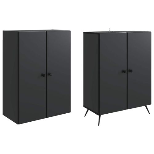 Комплект шкафове 2 pcs Черно Инженерна дървесина