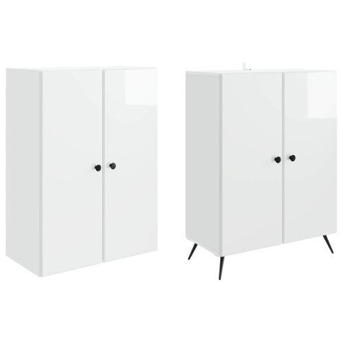 Комплект шкафове 2 pcs Бял гланц Инженерна дървесина