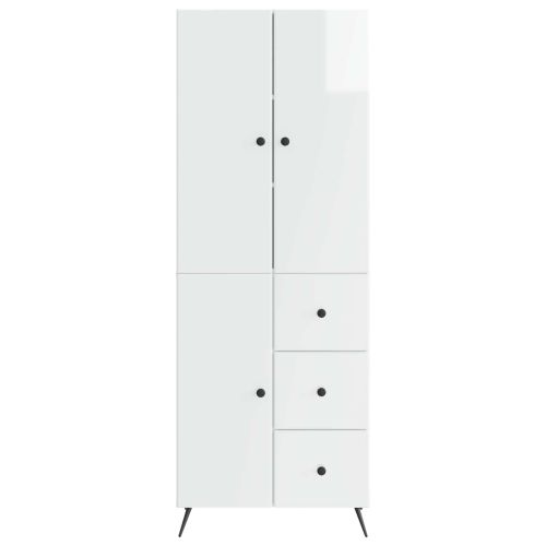 Комплект шкафове 2 pcs Бял гланц Инженерна дървесина