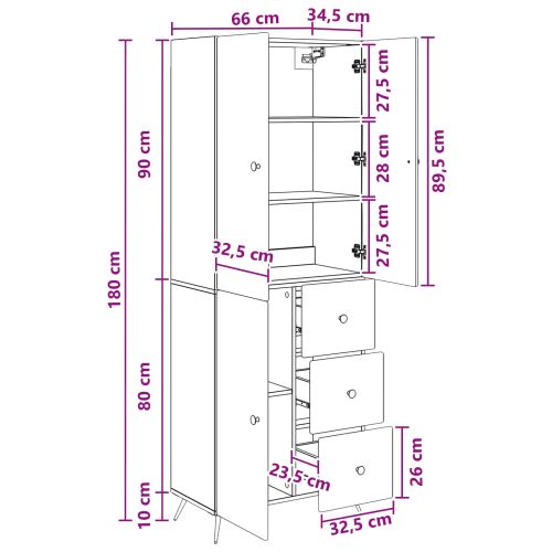 Комплект шкафове 2 pcs Опушен дъб Инженерна дървесина