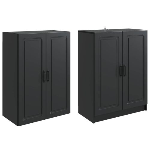 Комплект шкафове 2 pcs Черно Инженерна дървесина