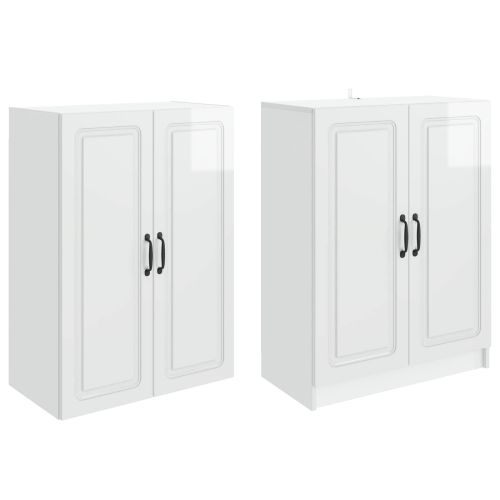 Комплект шкафове 2 pcs Бял гланц Инженерна дървесина