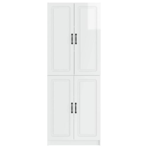 Комплект шкафове 2 pcs Бял гланц Инженерна дървесина