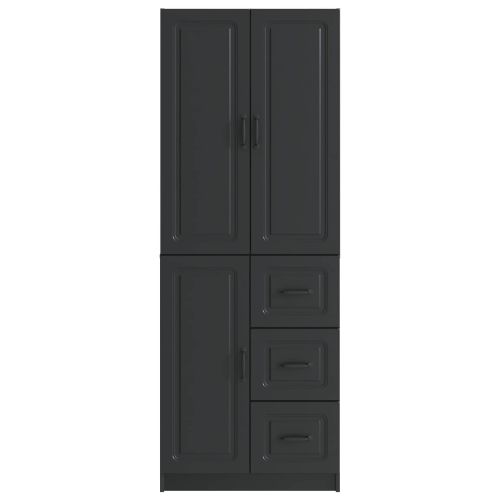 Комплект шкафове 2 pcs Черно Инженерна дървесина