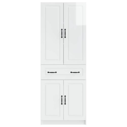 Комплект шкафове 2 pcs Бял гланц Инженерна дървесина