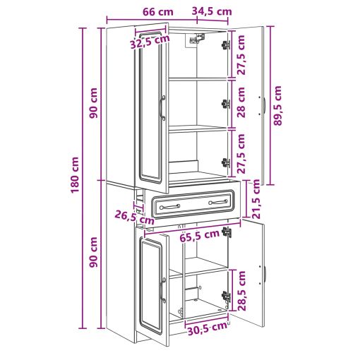 Комплект шкафове 2 pcs Опушен дъб Инженерна дървесина