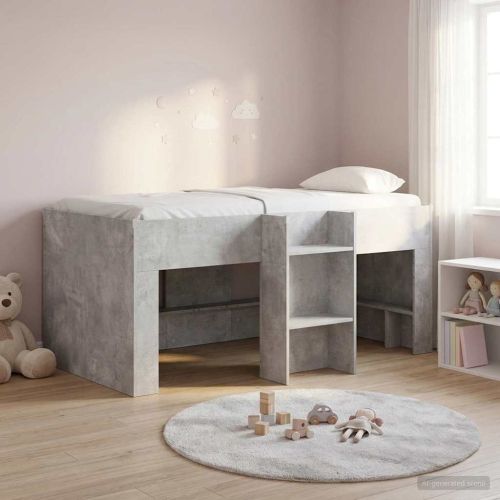 Легло за деца с висока рамка Бетон 163 x 101,1 x 68,5 см
