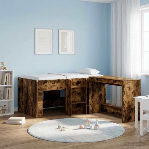 Легло за деца с висока рамка Опушен дъб 163 x 101,1 x 68,5 см