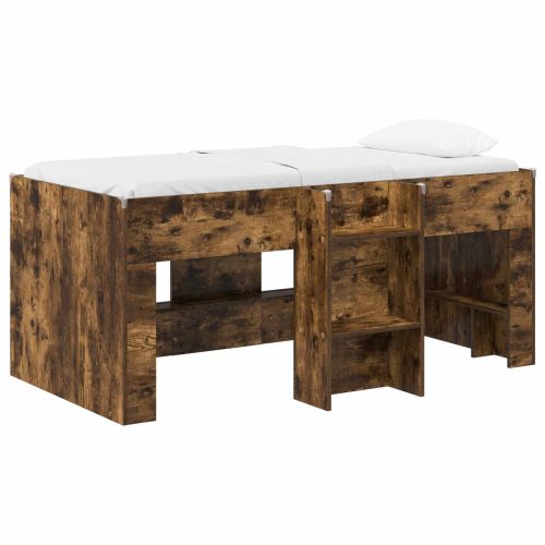 Легло за деца с висока рамка Опушен дъб 163 x 101,1 x 68,5 см