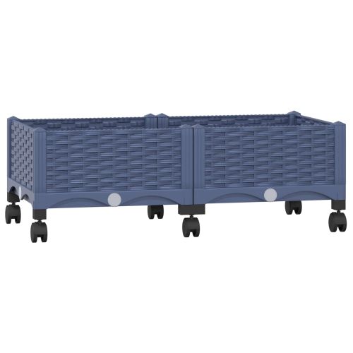 Градинска саксия с колела Синьо сиво 80 x 40 x 33 см ПП