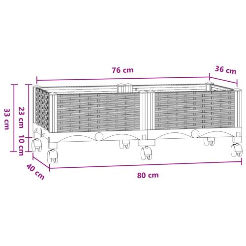 Градинска саксия с колела Синьо сиво 80 x 40 x 33 см ПП