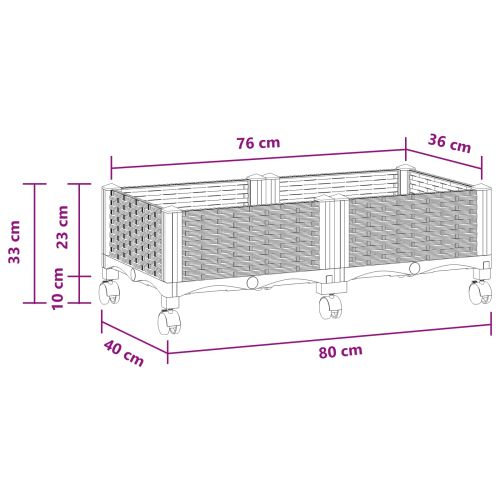 Градинска саксия с колела Бяло 80 x 40 x 33 см ПП